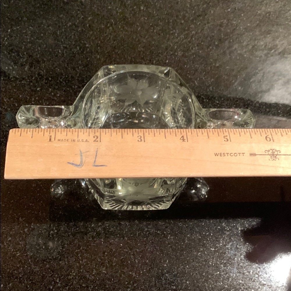Vintage Etched Daisy/Floral Design Clear Glass Sugar Bowl - Picture 8 of 10